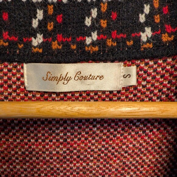 Simply Couture Retro Plaid Tweed Fringe Long Sweater Coat | Size Small - Picture 11 of 15